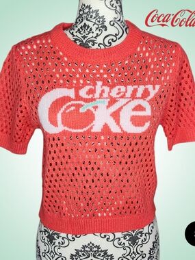 🆕️ COCA COLA Red Openwork Knit Logo Top - Small